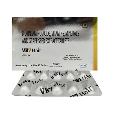 VB7 Hair Tablet With Biotin, Amino Acids, Vitamins, Minerals & Grape Seed Extract