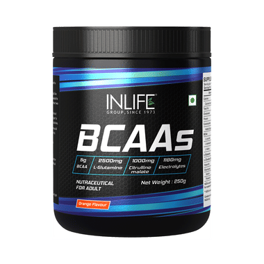 Inlife BCAAs Powder Supplement With Glutamine, Citrulline DL Malate | For Men & Women Orange