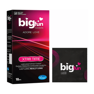 Bigfun Dotted, Ribbed & Contoured Condom Xtra Time