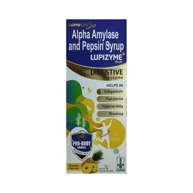 Lupizyme Plus Alpha Amylase & Pepsin Syrup | For Indigestion, Flatulence & Bloating | Flavour Pineapple