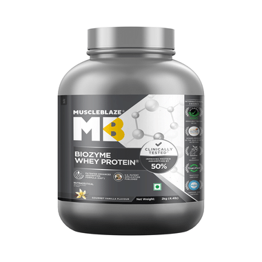 MuscleBlaze Flavour | Biozyme Whey Protein | Powder For Muscle Gain | Improves Protein Absorption By 50% Powder Gourmet Vanilla