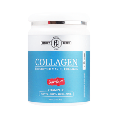 Nature's Island Hydrolysed Marine Collagen With Vitamin C | For Joints, Skin, Hair & Nails | Flavour Berry Blast