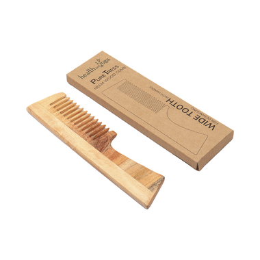 HealthAndYoga  PureTress Neem Wood Tooth Comb With Handle