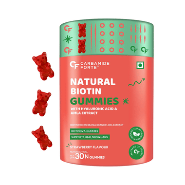 Carbamide Forte Biotin With Hyaluronic Acid & Amla | For Skin, Hair & Nail Health | Flavour Strawberry