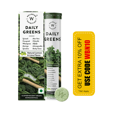 Wellbeing Nutrition Daily Greens Effervescent Tablet for Weight Management, Bone, Digestion, Skin & Immunity