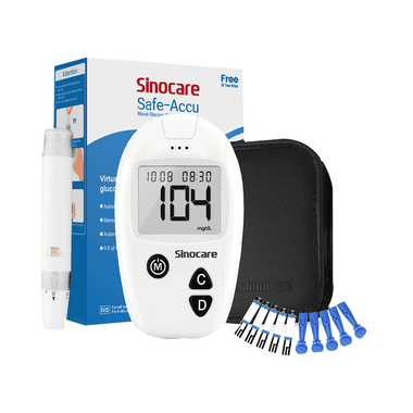 Sinocare Safe-Accu Blood Glucose Monitoring System With 25 Strips, Lancing Device & 10 Lancets