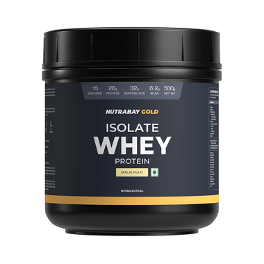 Nutrabay Gold Isolate Whey Protein For Muscles, Recovery, Digestion & Immunity | No Added Sugar  Malai Kulfi