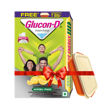 Glucon-D With Glucose, Calcium, Vitamin C & Sucrose | Nutrition Booster Nimbu Pani With Free Container