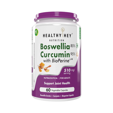 HealthyHey Boswellia Curcumin With Bioperine Vegetable Capsules