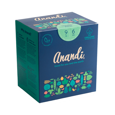 Anandi 100% Organic Cotton Sanitary Pads For Women With Disposal Pouch Combo Pack (9XL + 6XXL)