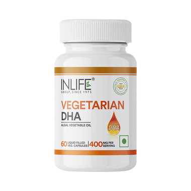 Inlife Algal DHA Vegetable Oil | Liquid Filled Veg Capsule for Heart & Brain Health
