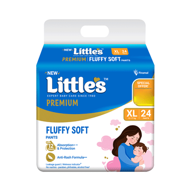 Little's Premium Baby Diaper Pants | Fluffy Soft Pants | Anti Rash - 12Hrs | No Nasties | XL