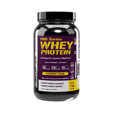 HealthyHey Sports Pro Series Whey Protein Concentrate Powder (WPC 80%) Powder Strawberry