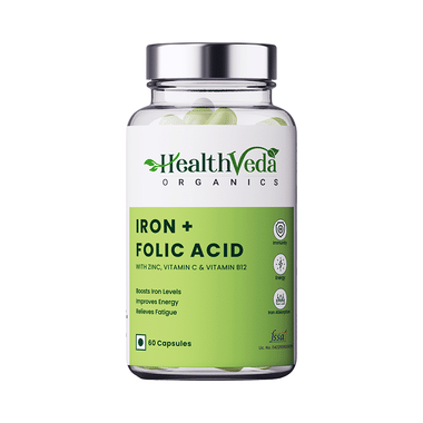 Health Veda Organics Iron + Folic Acid Capsule