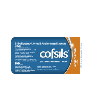 Cofsils Lozenges for Quick Relief from Sore Throat | Flavour Lemon Ginger