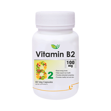 Biotrex Vitamin B2 100mg For Energy, Eye Health, Hair, Skin & Antioxidant Support | Capsule