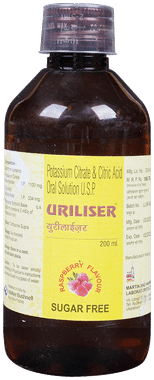 Uriliser Potassium Citrate & Citric Acid Oral Solution | Sugar-Free | Flavour Raspberry