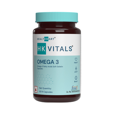 HealthKart HK Vitals Omega 3 Fatty Acids With DHA & EPA | For Heart, Joint & Brain Health | Soft Gelatin Capsule