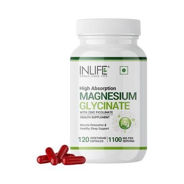 Inlife Magnesium Glycinate with Zinc Picolinate | Vegetarian Capsule for Muscle Strength & Performance