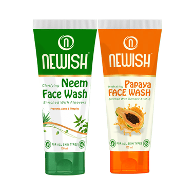 Newish Clarifying Neem & Hydrating Papaya Face Wash (100ml Each)