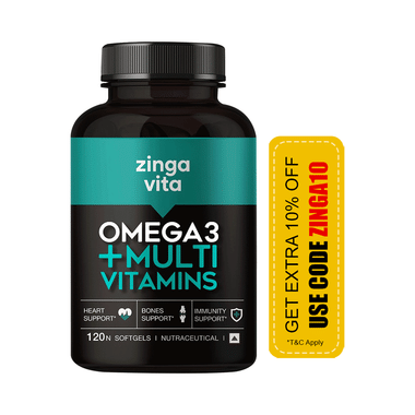 Zingavita Omega 3 + Multivitamin Soft Gelatin Capsule For Heart, Bone & Immunity Support