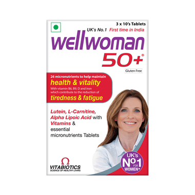 Wellwoman 50+ Multivitamins Health Supplement for Women | Reduces Tiredness & Fatigue | Gluten free Tablet