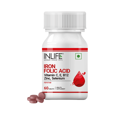 Inlife Iron Folic Acid Supplement | With Vitamins, Zinc & Selenium | For RBC Formation | Tablet