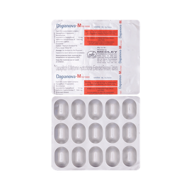 डापानोवा एम 10mg/1000mg टैबलेट