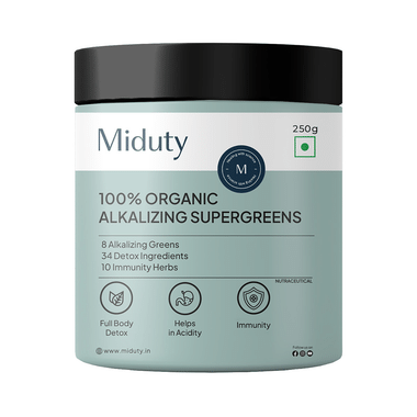 Miduty 100% Organic Alkalizing Supergreens | Detox | Immunity | Wheatgrass | Spirulina