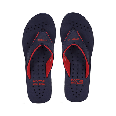 Doctor Extra Soft Ortho Care Orthopaedic Diabetic Pregnancy Comfort Flat Flipflops Slippers For Women 9 UK Navy Red