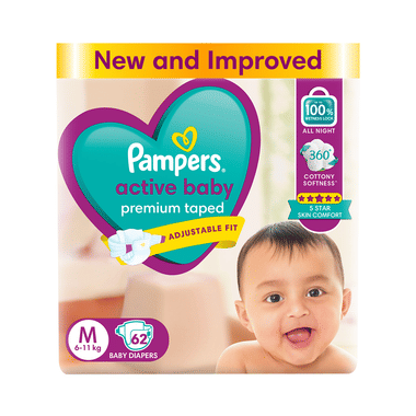 Pampers Active Baby With Comfortable Fit | Size Diaper Medium