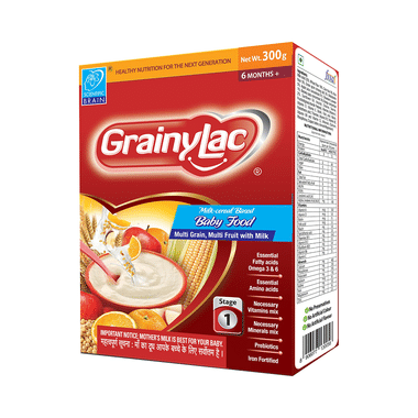 GrainyLac Multi Grain Multi Fruit With Milk Baby Food 6 Month Plus