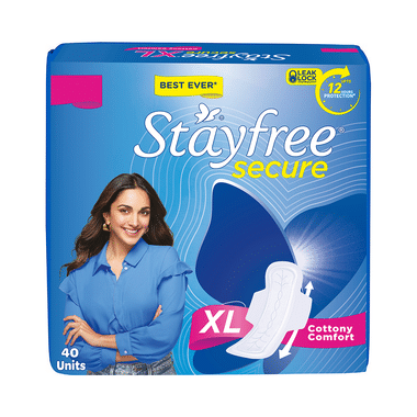 Stayfree Cottony Soft Cover Secure Sanitary Pads With Wings | Size XL Pads