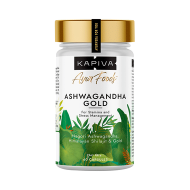 Kapiva Ayur Foods Ashwagandha Gold Capsules With Shilajit & Gokshura | For Stamina & Stress Management