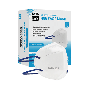 Tata 1mg BIS Approved FFP2 N95 Mask - Head Loop, Premium Face Mask 5 Layer