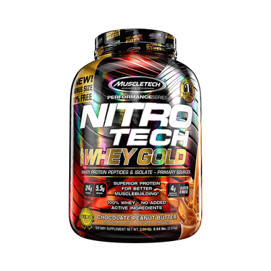 Muscletech Performance Series Nitro Tech 100% Whey Gold Whey Protein Peptides & Isolate Chocolate Peanut Butter