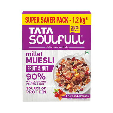 Tata Soulfull Fruit and Nut Millet Muesli, Super Saver Pack, 1.2 kg