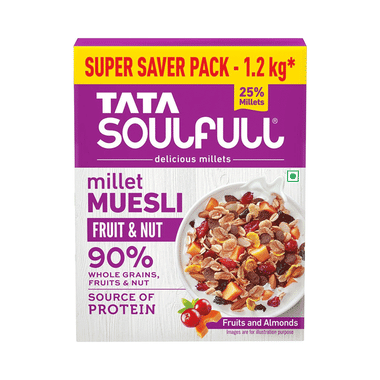 Tata Soulfull Fruit And Nut Millet Muesli, Super Saver Pack, 1.2 Kg