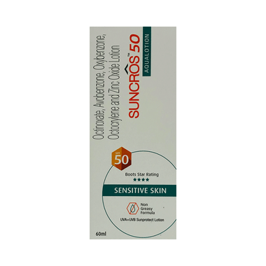 Suncros 50 Aqua Sunscreen SPF 50 | For Sensitive Skin | Non-Greasy Lotion