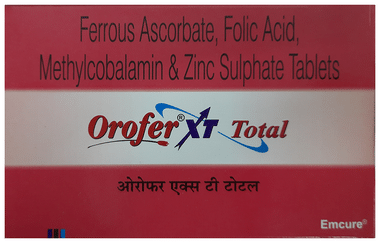 Orofer XT Total Tablet with Iron, Folic Acid, Methylcobalamin & Zinc Sulphate | For Mineral Support