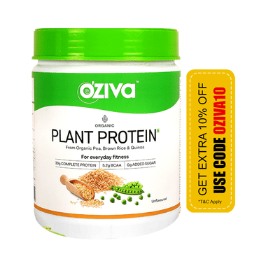 Oziva Organic Plant Protein from Organic Pea, Brown Rice & Quinoa for Everyday Fitness | Unflavoured