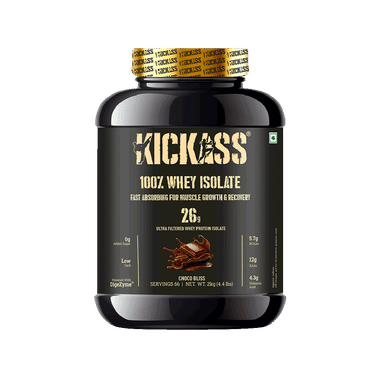 Kickass 100% Whey Isolate Fast Absorbing For Muscle Growth & Recovery Powder Choco Bliss