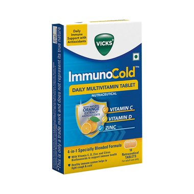 Vicks ImmunoCold Daily Multivitamin with Zinc for Immunity | Fights Cough & Cold | Tablet