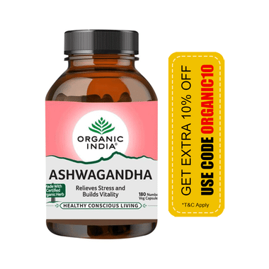 Organic India Ashwagandha Ayurvedic Veg Capsule | Relieves Stress & Builds Vitality