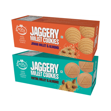 Early Foods Combo Pack Of Jaggery Millet Cookies Jowar Millet & Almond And Jaggery MIllet Cookies Foxtail Millet & Almond (150gm Each)