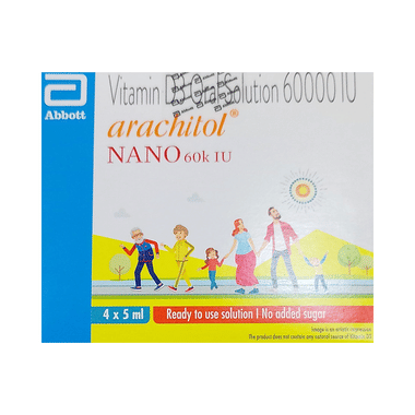 Arachitol Nano Bottle 60K IU Vitamin D3 Oral Solution (5ml Each) | Bone, Joint And Muscle Care