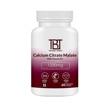 The Body Temple Calcium Citrate Malate And Vitamin D3 | Veg Capsule 1200mg For Bones, Joints & Teeth