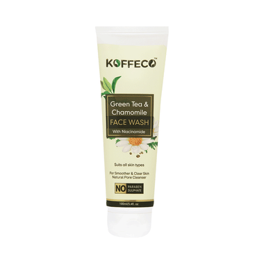 Koffeco Green Tea & Chamomile Face Wash  With Niacinamide, Aloe vera, Olive Oil, Tea Tree Oil