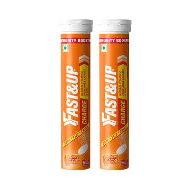 Fast&Up Charge with Natural Vitamin C from Amla & Zinc | Flavour Effervescent Tablet Orange