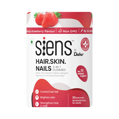 Siens by Dabur Hair, Skin & Nails Gummies , Biotin, DHT Blocker, Plant Extracts Strawberry No Added Sugar